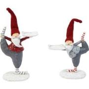 Set van 2 rode hars kerstman yoga kandelaars H17