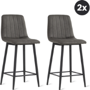 2x Barkruk Jax - Microleder Antraciet (Set van 2)