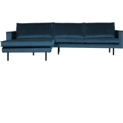 BePureHome Rodeo Chaise Longue Links - Velvet - Blauw - 85x300x86/155