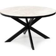 Stalux Ronde eettafel 'Daan' 135cm, kleur zwart / wit marmer