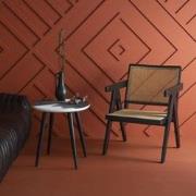 Fauteuil noir et rotin - VILLA