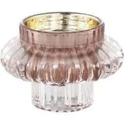 PTMD Yune Ronde Kandelaar - H8 x Ø9,5 cm - Glas - Roze