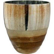 PTMD Roman Rond Theelicht - H13 x Ø12 cm - Glas - Koper