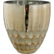 PTMD Roman Theelichthouder Windlicht - H13 x Ø12 cm - Glas - Goud