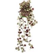 Kunsttak saxifraga hanging bush green/burgundy, 85 cm