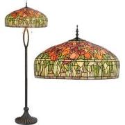 LumiLamp Tiffany Vloerlamp  Ø 56x165 cm  Groen Oranje Glas Tulpen Staa...