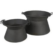Clayre & Eef Bloempot Set van 2  Ø 28 Ø 22 cm Grijs Ijzer Rond Planten...