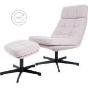 Fauteuil Aiden + Hocker - Bouclé - Naturel