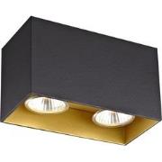 BABAR Plafondlicht zwart / goud vierkant 2xGU10 excl (max 50W)