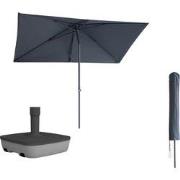 Kopu® Leon Parasol Rechthoek 150x250 cm - met Hoes en Voet - Grijs