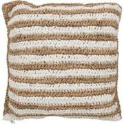 J-Line - Kussen Strepen Mendong Wit - 45x45x15cm