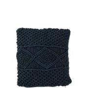 J-Line - Kussen Macrame Vierkant Katoen Blauw - 45x45x4cm