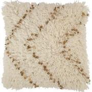 J-Line - Kussen Vierkant Parel Katoen Wit/goud - 47x47x14cm