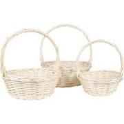 Clayre & Eef Opbergmand Set van 3 Ø 33 / Ø 27 / Ø 22 cm Beige Rotan