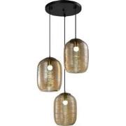 QUVIO Hanglamp - 3-lichts - Eettafel - Woonkamer - Glas - Metaal - Bru...