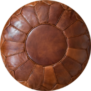 Premium Leren Poef XL Honey Brown - Handgemaakt en stijlvol - Gevuld g...