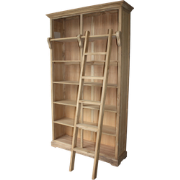 HSM Collection-Boekenkast Met Trap-136x40x235-Naturel-Teak