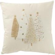 J-Line - Kussen Kerstbomen Motief Katoen Wit/goud - 45x45x12cm