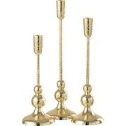 J-Line - Set Van Drie Kandelaars Grane Aluminium Goud - 10x10x38cm
