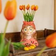 URBANJNGL - Vase Jessie Bow + 10x Real Touch Tulip Orange