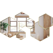 MISOU Wandspiegel Hexagon - Goud - Spiegel - 61,5x38cm - Wanddecoratie...