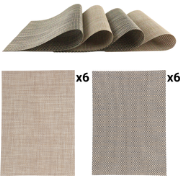 OTIX Placemats - Set van 12 - Kunststof - Rechthoekig - Beige - Zwart/...