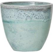 PTMD Kacie Ronde Bloempot - H18 x Ø19 cm - Terracotta - Blauw
