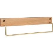 QUVIO Wand handdoekenhouder - Licht hout + goud - 28 CM