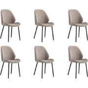 Lewis & Loft Eetkamerstoelen Lola - Polyester - Staal - Grijs - Set va...