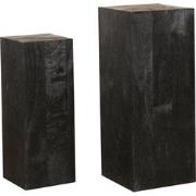 PTMD Kyro Black Sandblasted Mango Wood Pedestal SV2