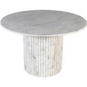 PTMD Neelim White Marble Dining Table Ribbed Base Round