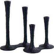 PTMD Lynette Black Casted Alu Candleholder Rounds Base