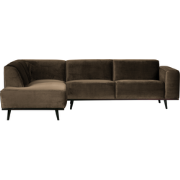 BePureHome Statement Hoekbank Links - Fluweel - Taupe - 77x274x210