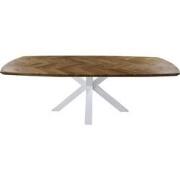 HSM Collection-Danish Eettafel Fishbone-200x100x76-Naturel/Wit-Eiken/M...