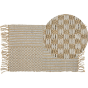 Beliani ADABAG - Laagpolig-Beige-Katoen, Jute