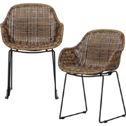 WOOOD Willow Loungestoel - Polyester - Naturel - Set van 2