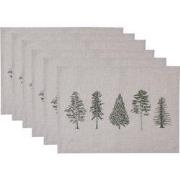 Clayre & Eef Placemats Set van 6  50x35 cm Beige Groen Katoen Rechthoe...