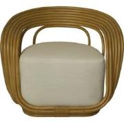 HSM Collection-Fauteuil Charly-65x85x42/71-Naturel/Wit-Rotan/Stof