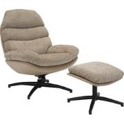 Draaifauteuil Taupe - Inclusief Voetenbank - Fauteuil Liane