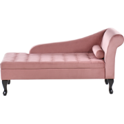 Beliani PESSAC - Chaise longue-Roze-Fluweel