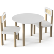 Set tafel & stoelen wit L60 cm - OCHNA