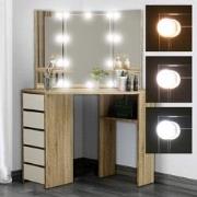 ML-Design kaptafel met LED-verlichting, wit/sonoma, 110x141,5x54 cm, g...