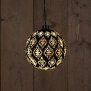 Glass Ball Baroque Black/Gold 15Cm /12Led Warm White /