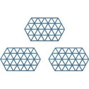 Krumble Siliconen pannenonderzetter Hexagon lang - Blauw - Set van 3