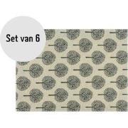 Krumble Placemat met boom patroon - 30 x 40 cm - Katoen - Beige - Set ...