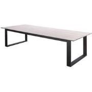 Teeburu low dining table 240x100x70cm. alu black/travertin