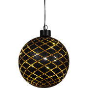 Kersthanger bal glas gouden binnenkant met diamant patroon 10led warm ...