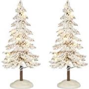 Snowy tree white lighted 2 stuks battery operated h15xd6cm