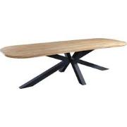 Noas dining table 280x100 cm oval aluminium dark grey/teak