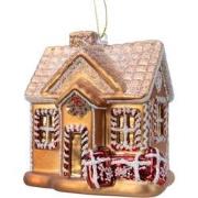 huis glas l8.5b6.5h10 cm goud kerst